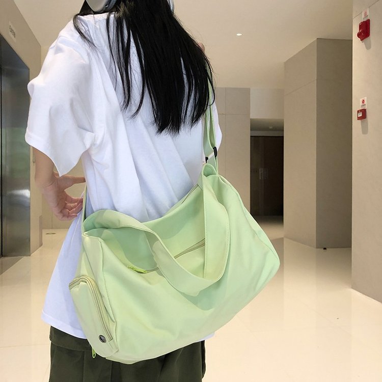 Korean style new single shoulder nylon canvas bag large capacity shopping bag simple solid color bag casual versatile crossbody bag