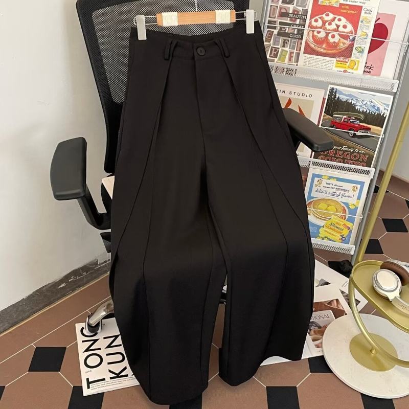 Casual suit trousers for men and women in spring and summer light luxury high-end drape trousers loose straight wide-leg long trousers
