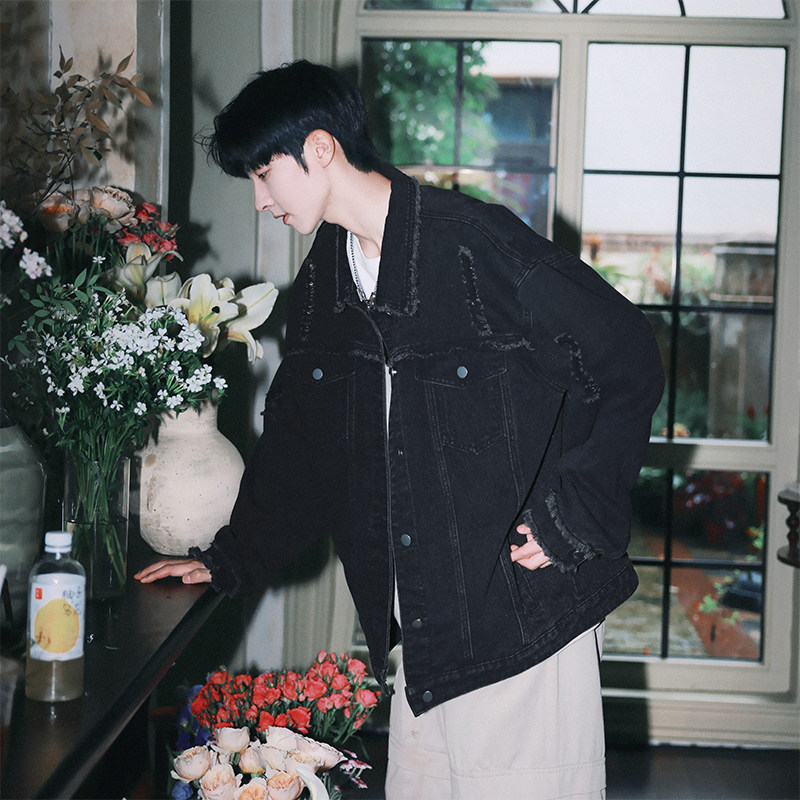 Autumn New Product Teenagers Versatile Casual Design Brushed Denim Jacket for Men
