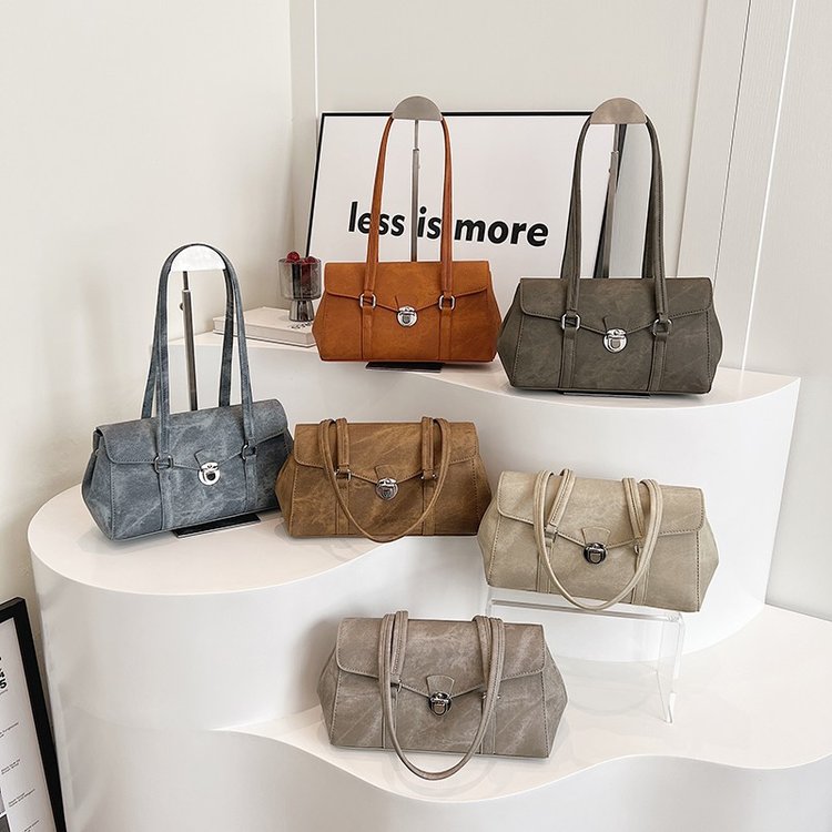 Bags for women, southern style, simple Hong Kong style, retro commuting tote bags, women's 2024 new versatile handbags, fashionable women's bags