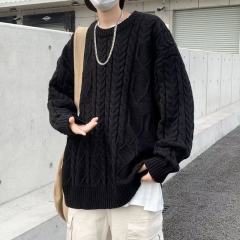 Twist sweater men's winter new Japanese retro casual sweater versatile loose sweater jacket