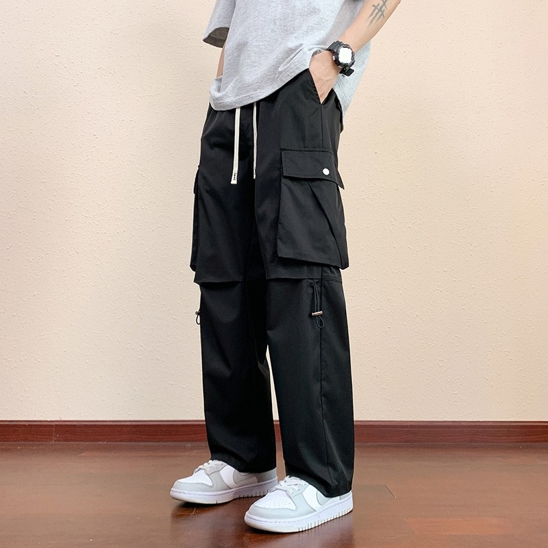 Japanese overalls men's trendy brand loose straight wide-leg pants fashion trend design casual trousers