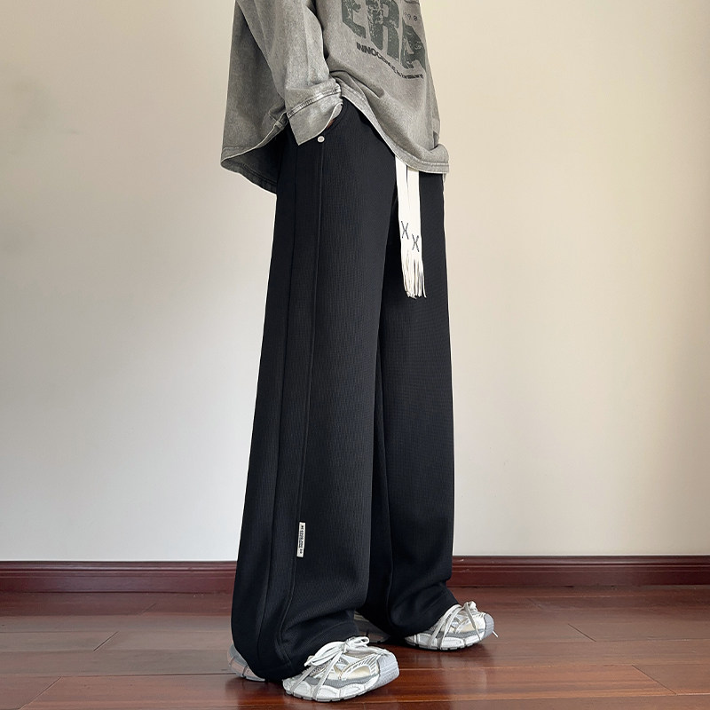 New autumn style, interior view, large size Hong Kong style straight plaid trousers