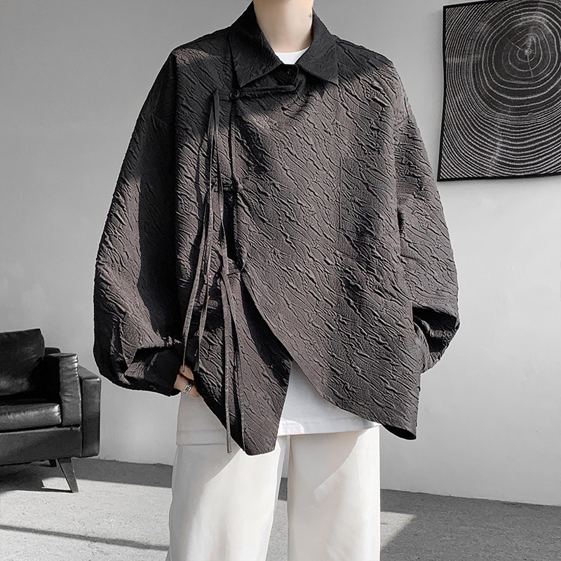Spring new textured long-sleeved shirt, versatile national style shirt