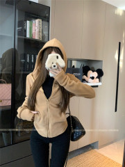 Real shot and real price~Polar fleece slim hooded sweatshirt jacket for women autumn and winter casual slim long-sleeved top