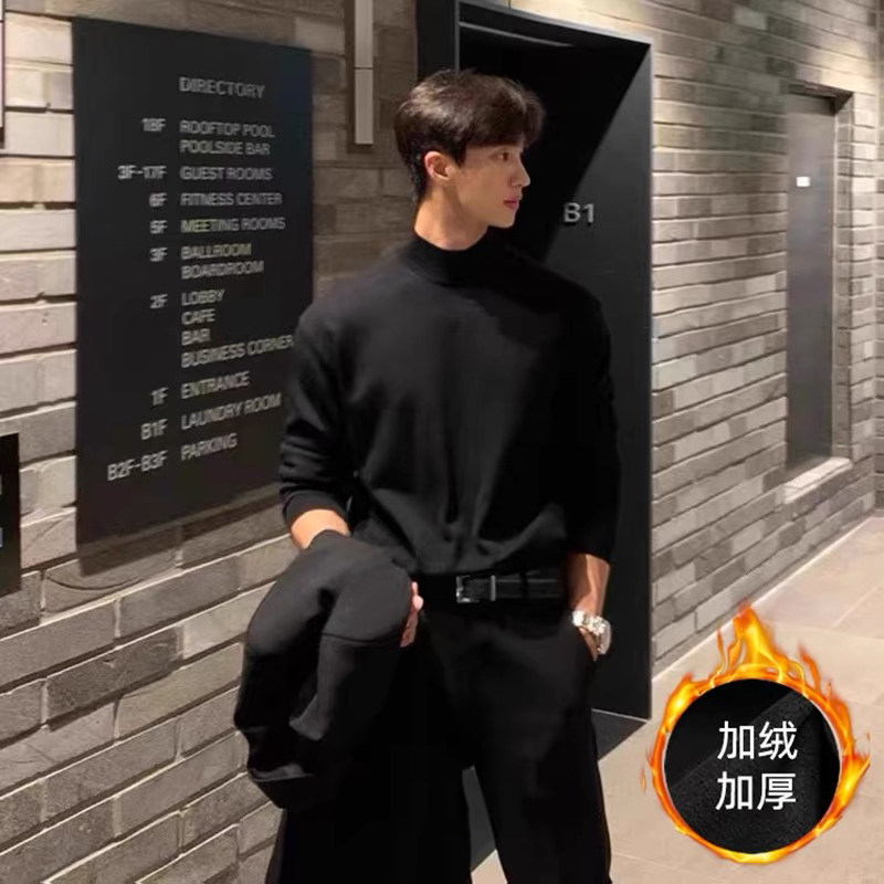 Winter half turtleneck high quality all-in-one fleece sweater base micro wide version