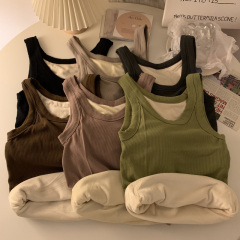 Autumn and winter Korean style inner camisole women's velvet thickened thermal bottoming shirt sleeveless top with real price