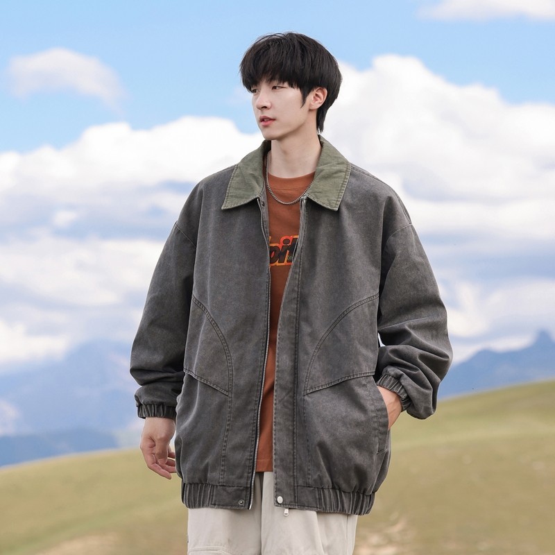 Autumn new Japanese cityboy washed denim jacket