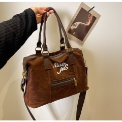 Large-capacity bag for women in autumn and winter, versatile new frosted retro single shoulder crossbody bag, portable commuter tote bag