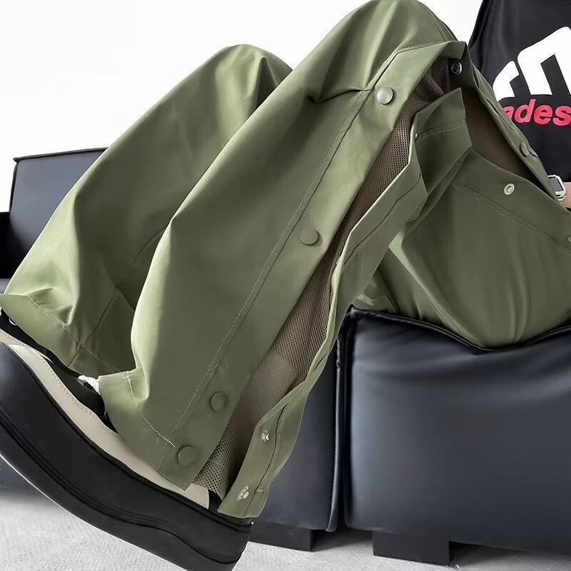Mesh splicing buttoned assault pants men's spring and autumn casual pants nylon ice silk quick-drying buttoned overalls