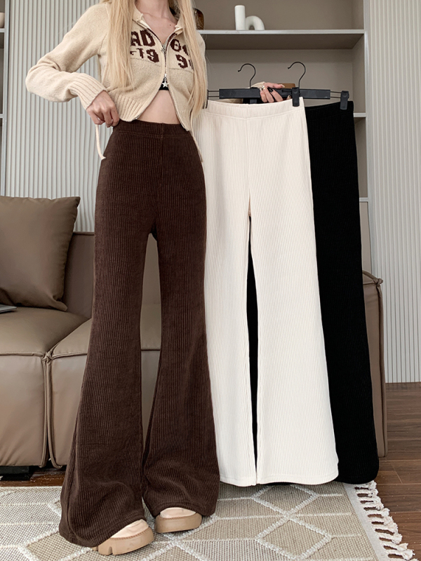 Corduroy drape suit micro-flare pants casual pants women's autumn and winter high-waist slim floor-length trousers