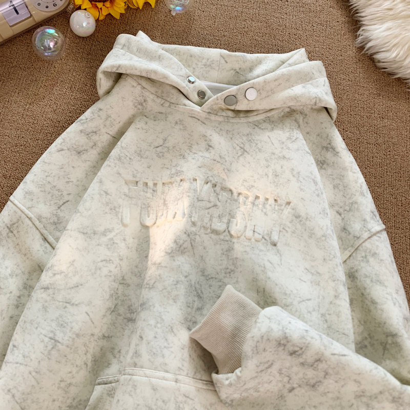 Autumn embossed printed sweatshirt top couple wear pullover tie dye