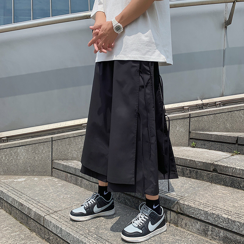 Autumn men's and women's straight wide leg cropped pants ins loose casual shorts
