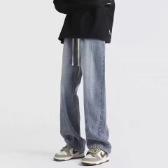 Jeans New Style Men's Retro Trendy Brand American Distressed Straight Pants Summer High Street Wide Leg Casual