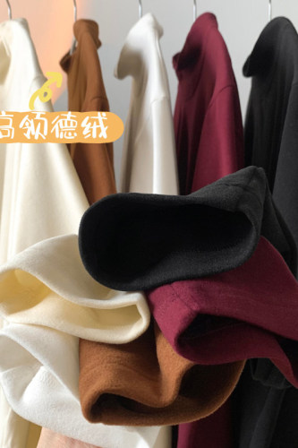New winter style 280g single piece packaging half turtleneck German velvet T-shirt