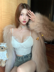 Actual photos and real prices~Hot girl with lace suspenders, pure desire and chic small top, white vest, outer wear, women's inner layer shirt