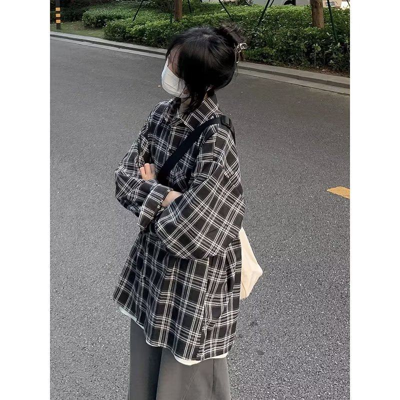 American plaid shirt long sleeve autumn outer wear Hong Kong style shirt men's handsome jacket online picture
