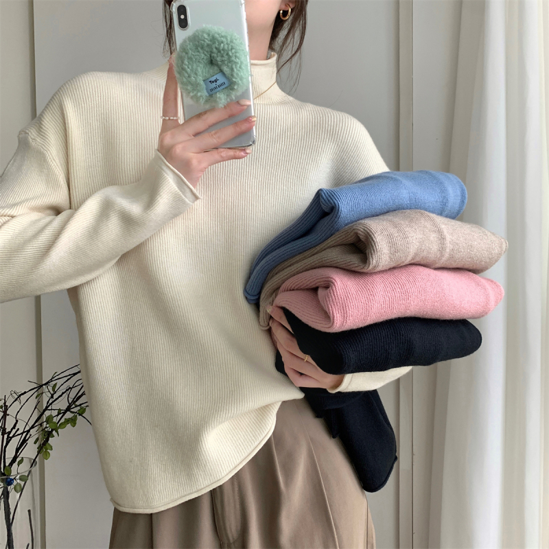 Half turtleneck inner warm long-sleeved sweater sweater for women autumn Korean style loose slim bottoming shirt top