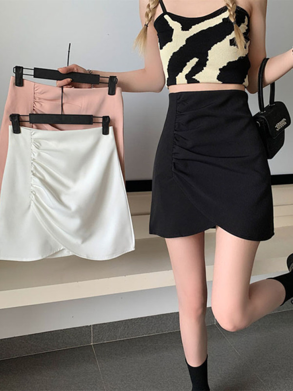 Black short skirt, plus size A-line skirt for fat women, pear-shaped body, slimming, covering belly, especially spicy skirt for summer