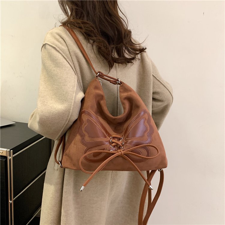 Retro casual backpack women's 2024 new large-capacity student class tote bag work commuting armpit bag