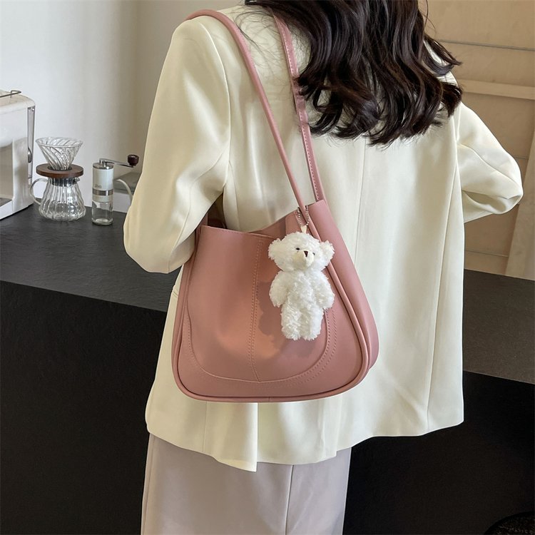 Korean College Bucket Bag Women's 2024 New Trendy Fashion Tote Bag Casual Large Capacity Single Shoulder Underarm