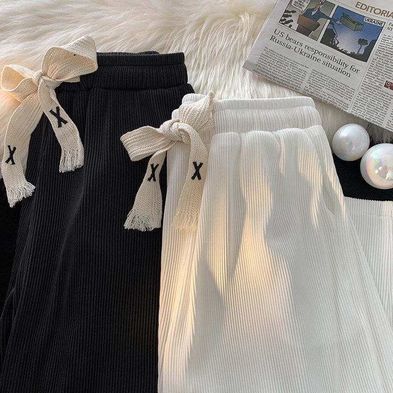 New Hong Kong style straight ice silk breathable casual trousers