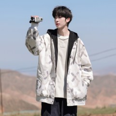 Autumn new Japanese cityboy hooded fake two-piece jacket