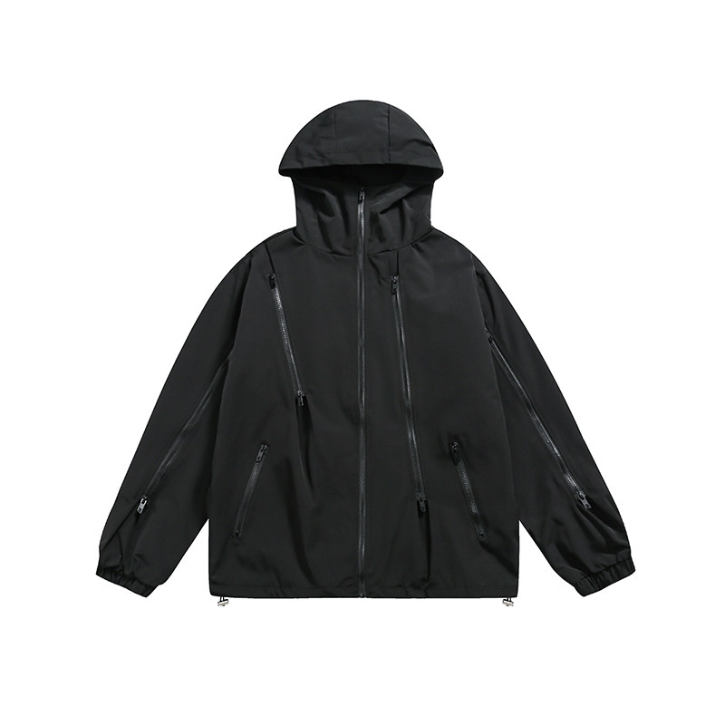 Autumn new men's casual hooded solid color men's Hong Kong style loose jacket