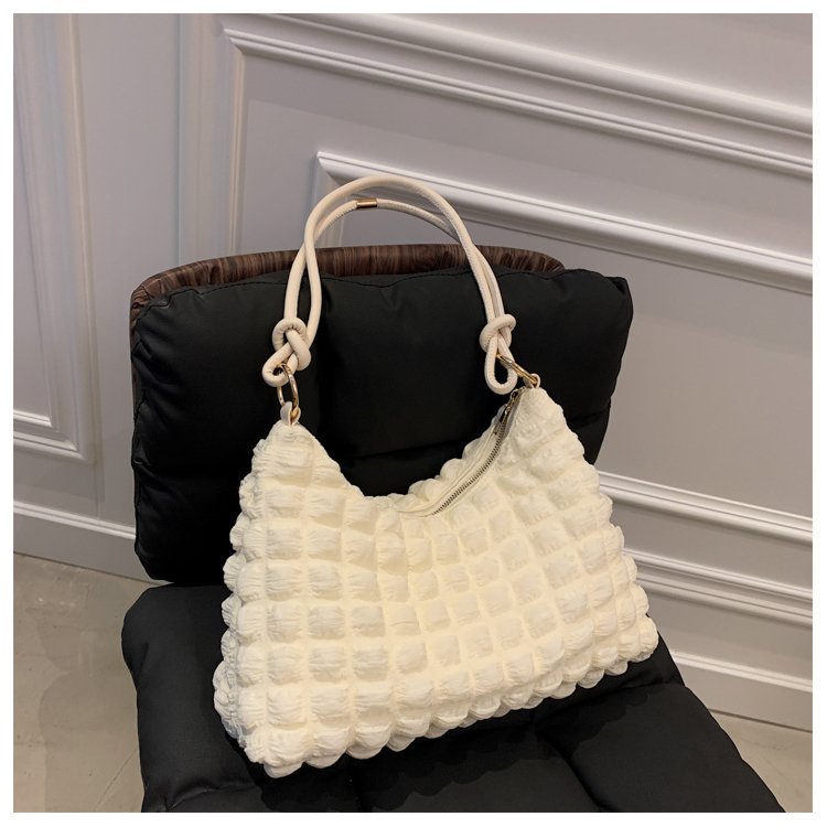 Women's simple and gentle temperament pleated armpit bag women's 2024 new trendy shoulder handbag puff cloud bag