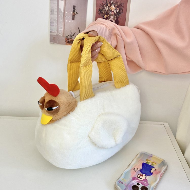 Cute Internet Celebrity Giggling Chicken Plush Bag 2024 New Personalized Ugly Doll Girly Heart Doll Shoulder Crossbody Bag