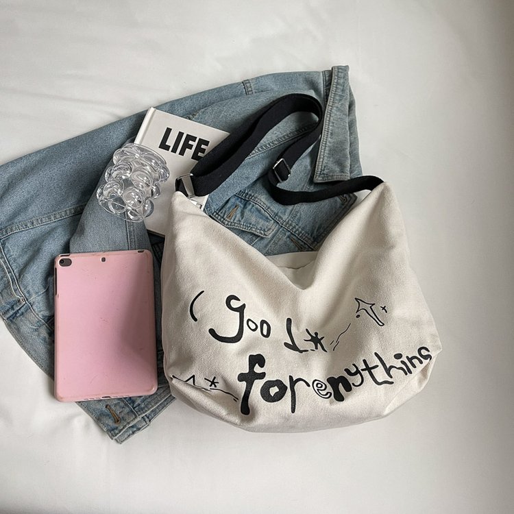 Canvas bag for women 2024 new trend this year large capacity tote bag versatile ins college student class bag