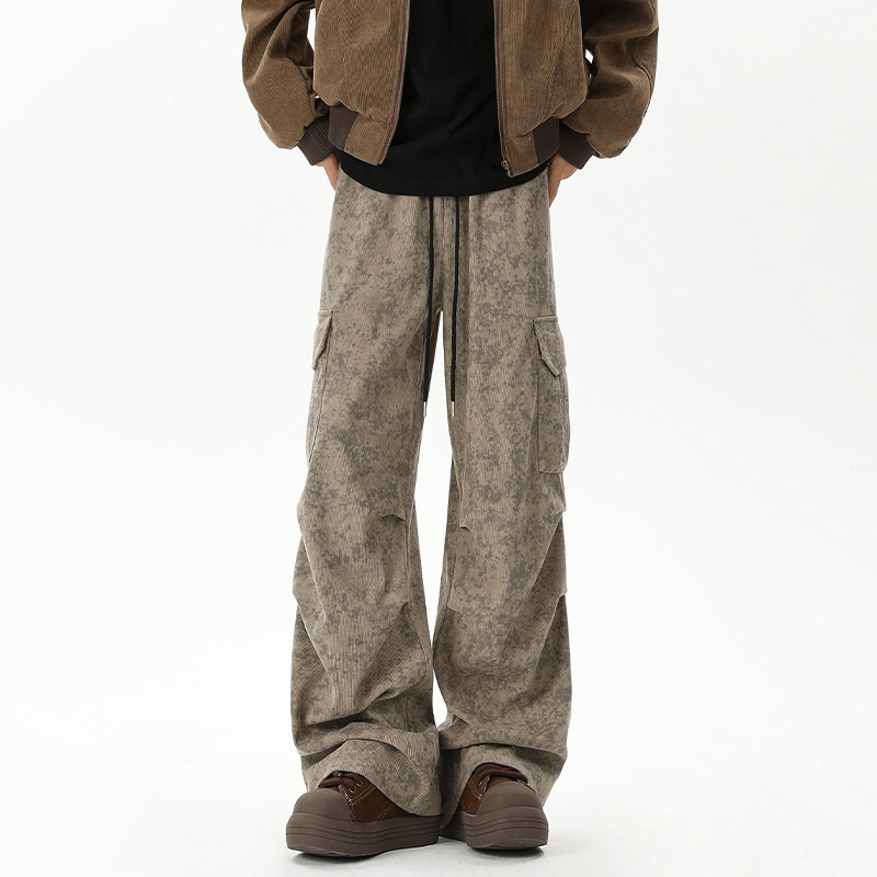 New autumn style shadowless wall large size marble pattern corduroy trousers