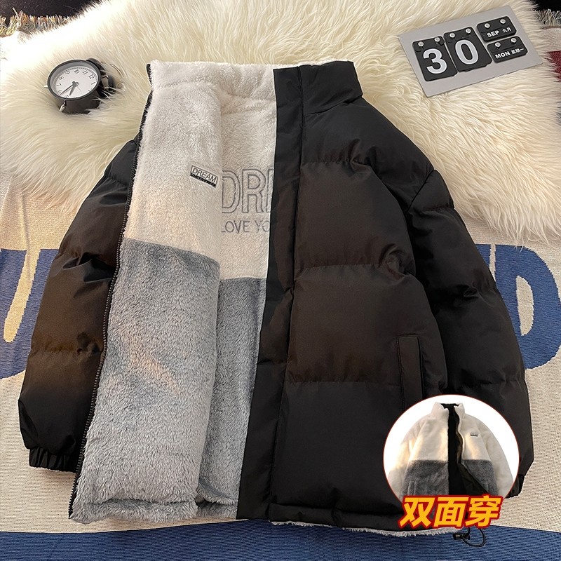 Neutral style double-sided cotton coat men's winter thickened warm loose cotton coat trend for couples