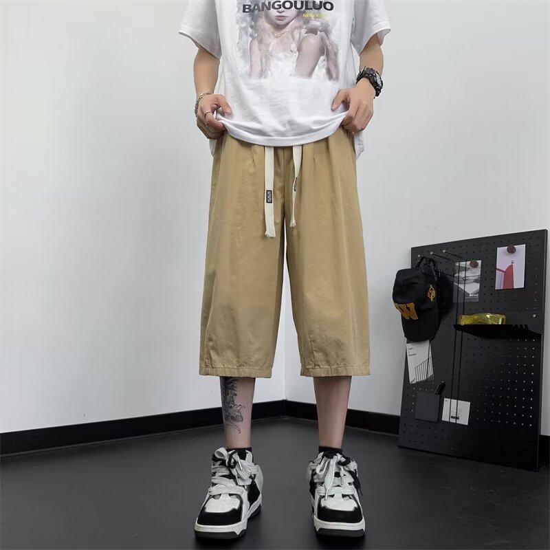 Summer Japanese style Harajuku trend brand loose straight sports pants casual basketball three-quarter pants