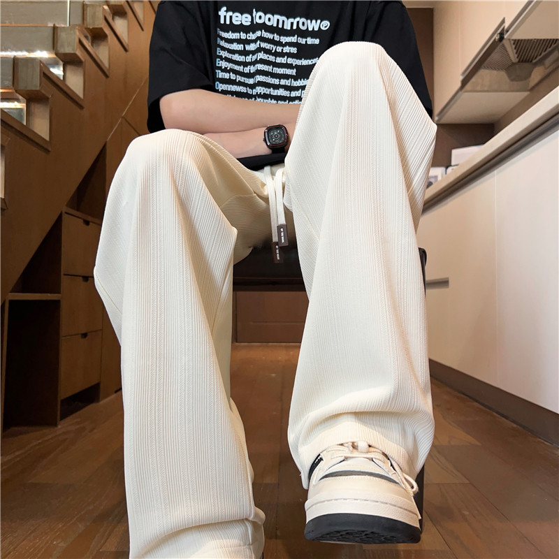 Summer cool straight pants breathable casual ice silk pants men's pants