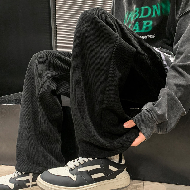 Winter trousers for men European cotton velvet casual loose straight men's trousers