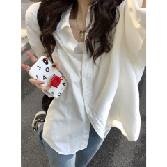 Korean style thin chic niche long-sleeved shirt summer new simple solid color versatile lazy style women