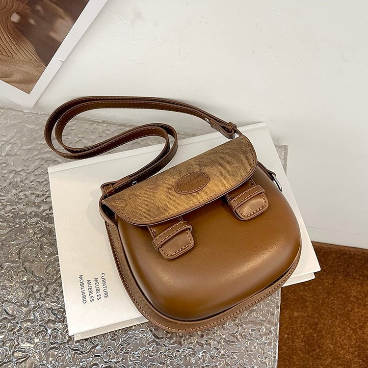 High-end bag for women 2024 new niche design popular saddle bag retro simple fashion single shoulder crossbody bag