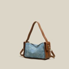 Tote large capacity 2024 new summer can be slanted niche denim commuting fashion casual versatile splicing crossbody bag