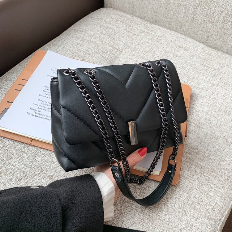 Mrs. Qiao women's bag new autumn and winter genuine leather bag trend 2024 crossbody bag ins internet celebrity single shoulder rhombus chain bag