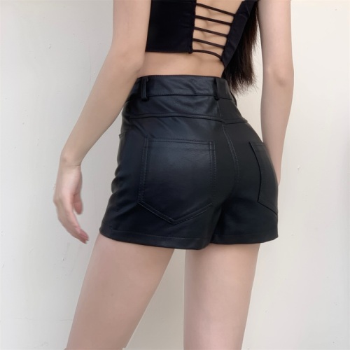 Real price!   new hot girl sexy high-waist texture slim ultra-short PU leather hip-covering skirt pants