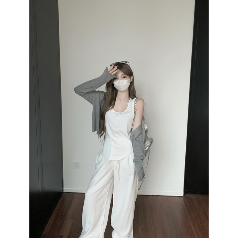 Korean girly knitted cardigan for women summer thin air-conditioning shirt versatile solid color basic ice silk sun protection jacket