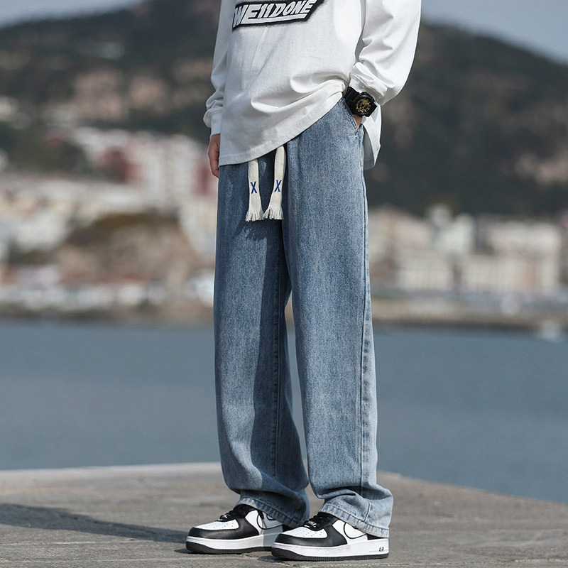 Spring jeans, student fashion brand, loose straight wide leg pants, retro high street casual pants