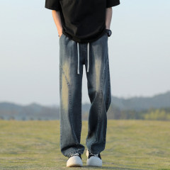 High Street American Jeans Straight Leg Fashion Brand Loose Men's Pants