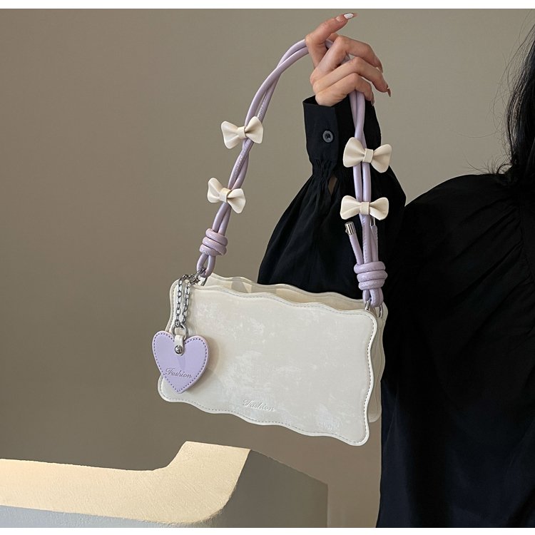 Niche Korean armpit bag for women summer new bow girl small square bag fashionable shoulder bag