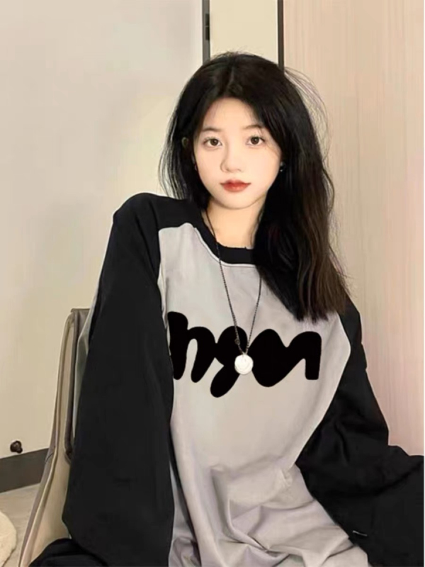 Back collar raglan long sleeves 21 count 200g combed 100 cotton