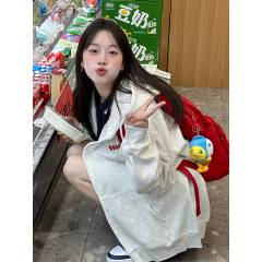 CVC cotton pasta wool Chinese cotton composite/milk silk 300g silver fox velvet 400g front printed jacket sweatshirt for women