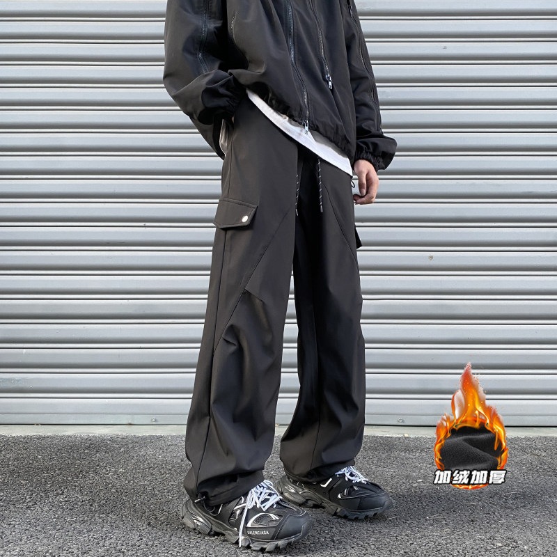 Winter new trendy pocket pleated waterproof jacket pants