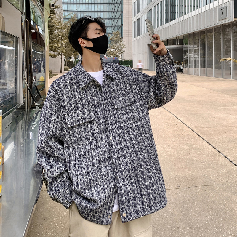 Hong Kong style small fragrant metal hidden button design jacket for men
