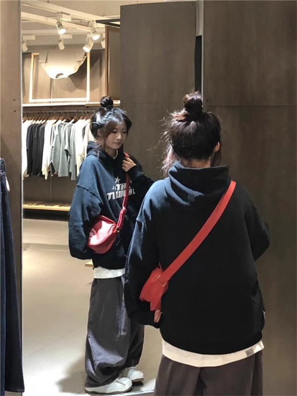 Anti-cotton Chinese cotton composite milk silk 300g/silver fox velvet 400g hooded sweatshirt for women